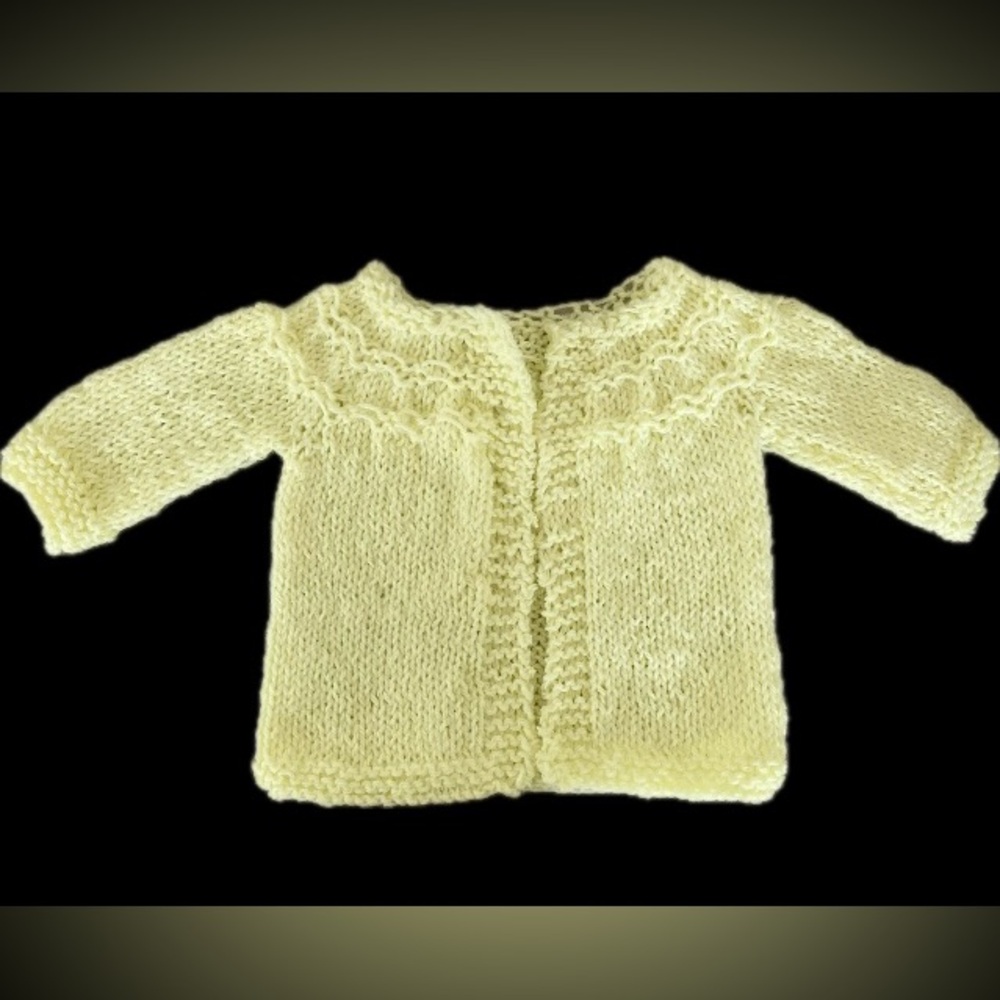 Hand Knit Baby Sweater, Yellow, Premie to Newborn